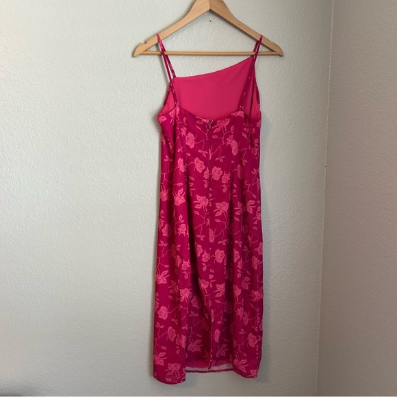NWT, Shades of Rose Women’s Floral Phoenix Asymmetrical Neck Pink Midi Dress, S - Picture 6 of 11
